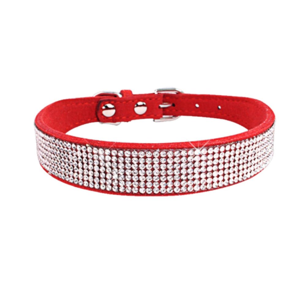 PUYYDS Crystal Glitter Rhinestone Dog Collar with Zinc Alloy Buckle