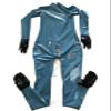 Latex Catsuit Gloves with Toe Socks and Lockable Crotch Zipper, Silver, XXL view 1