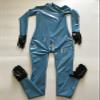 Latex Catsuit Gloves with Toe Socks and Lockable Crotch Zipper, Silver, XXL view 2