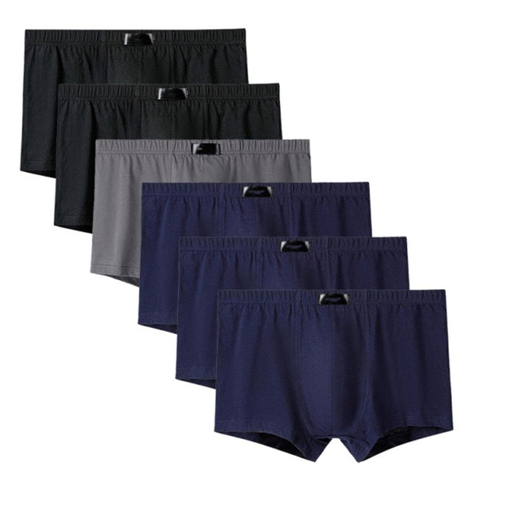XKUN Men's Boxer Shorts, 6-Pack, Breathable Solid Cotton, Plus Sizes L–6XL