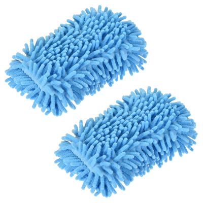 sourcing map 2-Piece Chenille Microfiber Cleaning Mitts, Light Blue