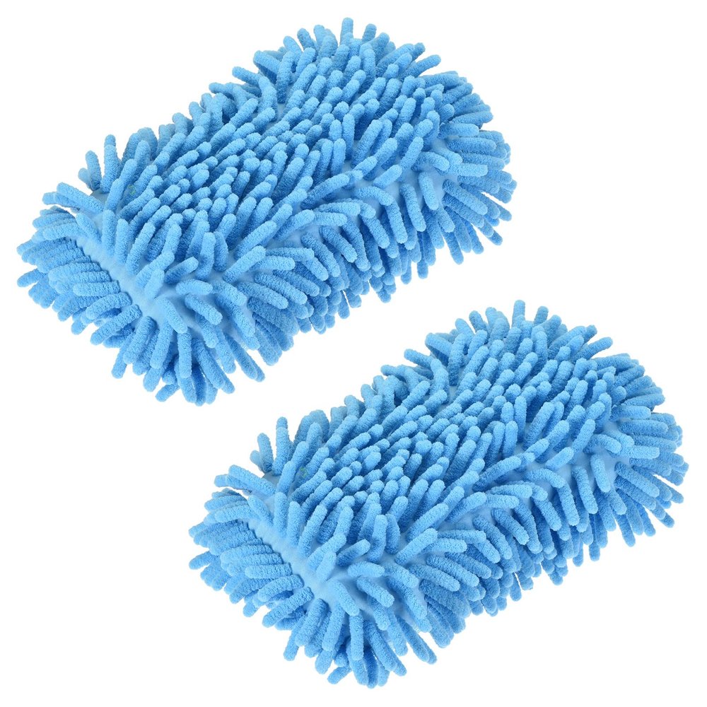 sourcing map 2-Piece Chenille Microfiber Cleaning Mitts, Light Blue