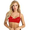 ranrann Women's Faux Leather Wireless Push-Up Bra Bralette, Wetlook Lingerie, Red, 3XL view 1