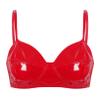 ranrann Women's Faux Leather Wireless Push-Up Bra Bralette, Wetlook Lingerie, Red, 3XL view 3