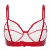 ranrann Women's Faux Leather Wireless Push-Up Bra Bralette, Wetlook Lingerie, Red, 3XL view 4