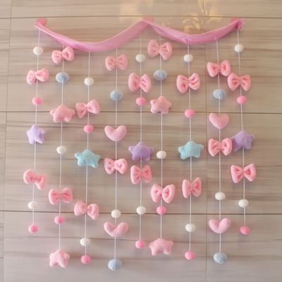Kawaii Curtain for Girls' Bedroom, Pink Star