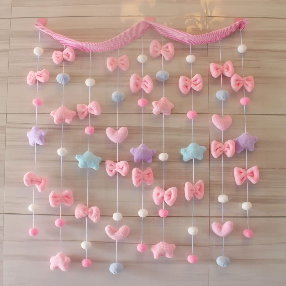 Kawaii Curtain for Girls' Bedroom, Pink Star