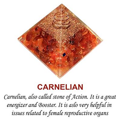 Frienemy Natural Crystal Orgonite Pyramid, 45-50mm, Red