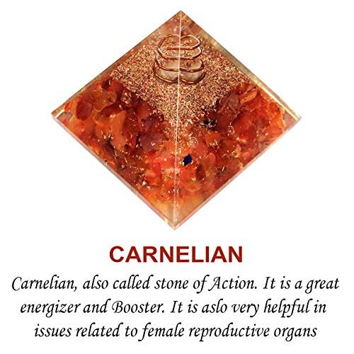 Frienemy Natural Crystal Orgonite Pyramid, 45-50mm, Red