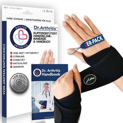 Dr. Arthritis Doctor-Designed Lightweight Wrist Braces, Tendinitis Support and Carpal Tunnel Splints, Right and Left Hand, 1 Pair, Black