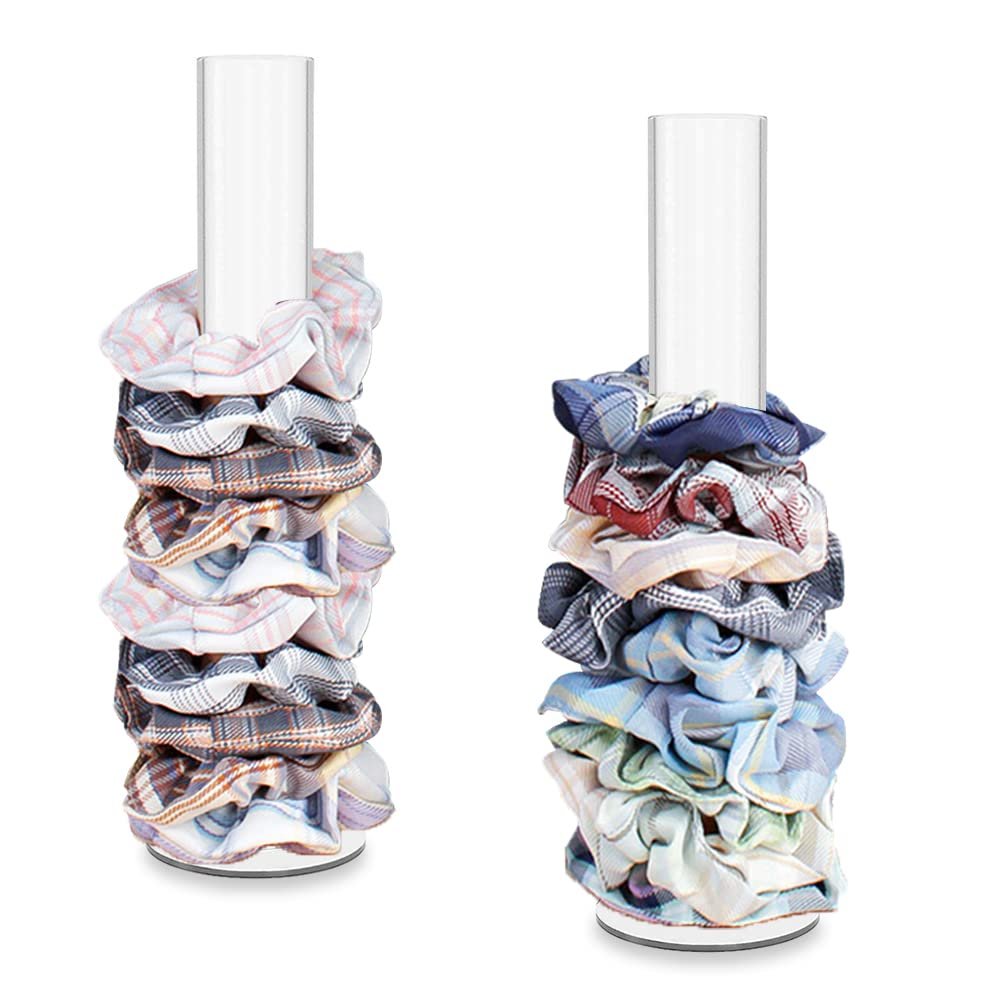 BOJVESH 2-Pack Clear Acrylic Hair Tie Holders, Vertical Display Organizers