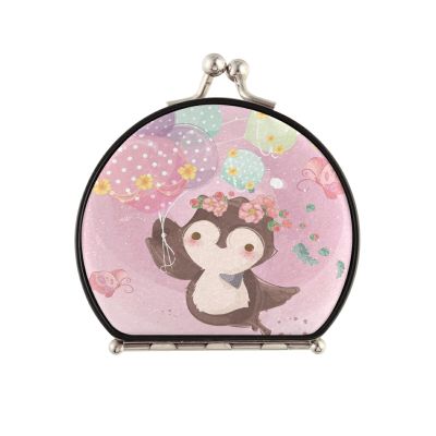 Vnurnrn Pink Flying Sloth Folding Compact Makeup Mirror for Handbags