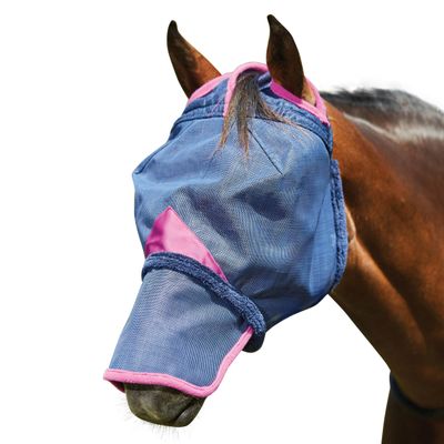 Weatherbeeta ComFiTEC Deluxe Horse Fly Mask with Nose Cover, Small Pony, Navy/Purple