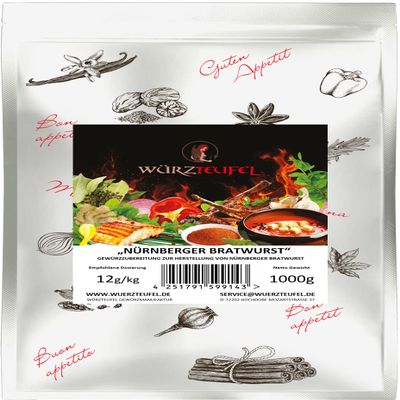 Nuremberg Bratwurst Seasoning, Original Nuremberg Bratwurst – 1,000 g Bag