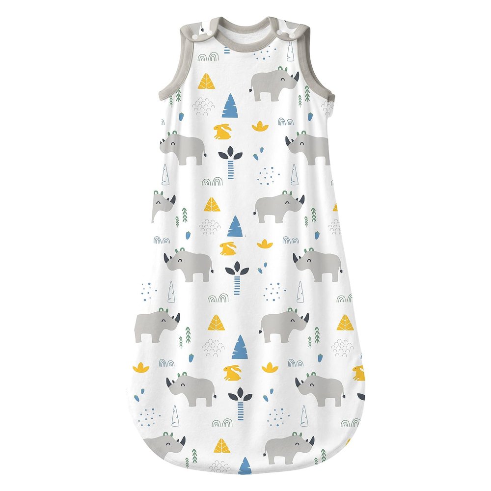 Mosebears Baby Sleeping Bag for Summer and Spring, 1.0 TOG, Sleeveless, Rhinoceros, 6–12 Months
