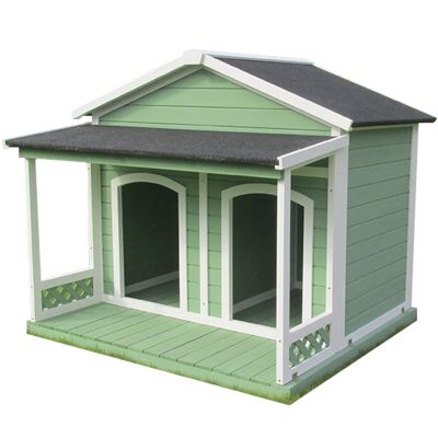 Large Wooden Dog House, Green, 117 x 78 x 99 cm
