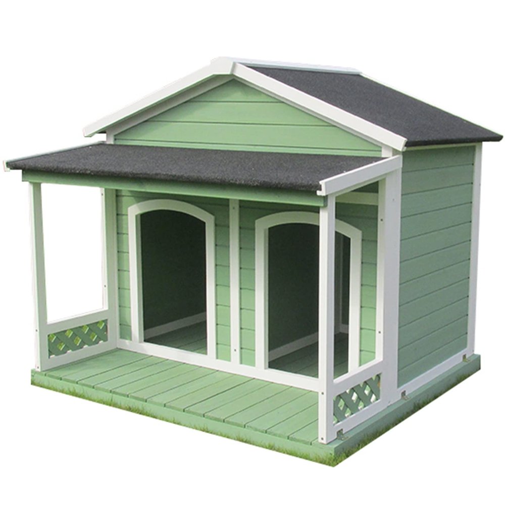 Large Wooden Dog House, Green, 117 x 78 x 99 cm