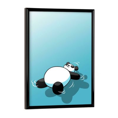 artboxONE Framed Poster, Black Frame, 18 x 13 cm, Sleeping Panda for Children