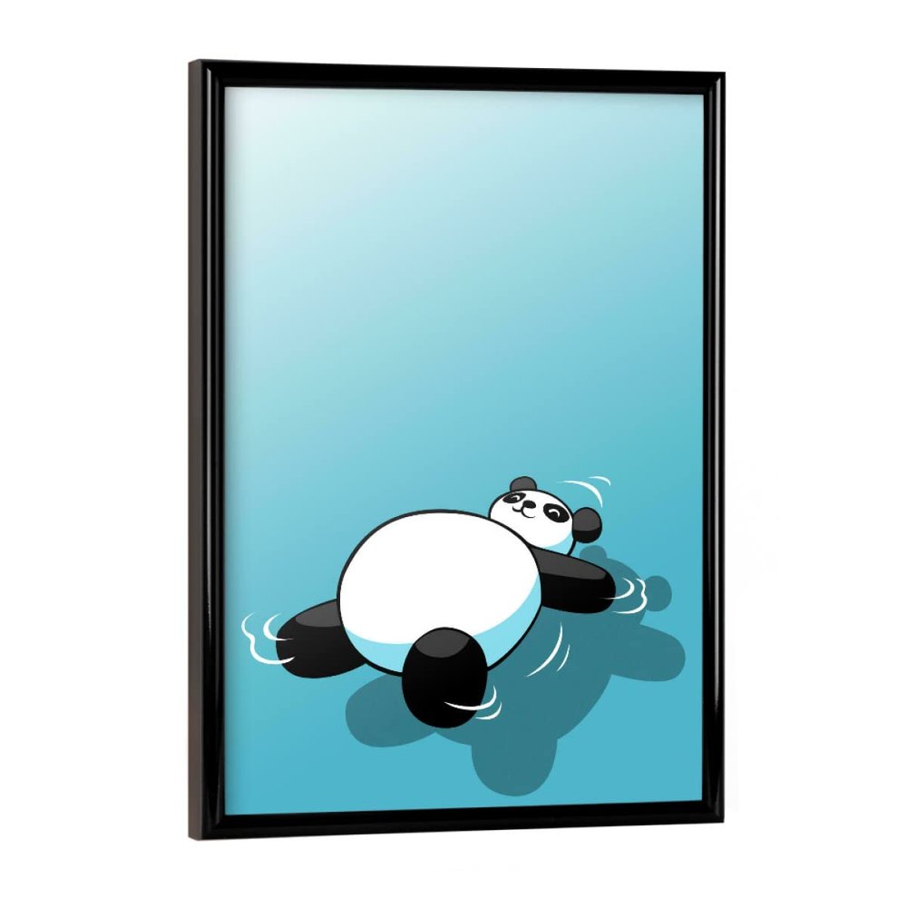 artboxONE Framed Poster, Black Frame, 18 x 13 cm, Sleeping Panda for Children