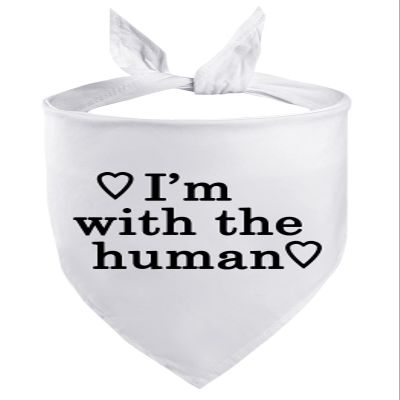 Petitebelle I'm With The Human Pet Bandana, Large, White