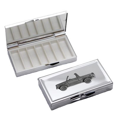refA33 Mitsubishi Pajero Shogun 3D Pewter-Effect Car on a Mirrored 7-Day Pill Organizer