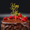 You and Me Wedding Cake Topper, Gold Glitter view 1