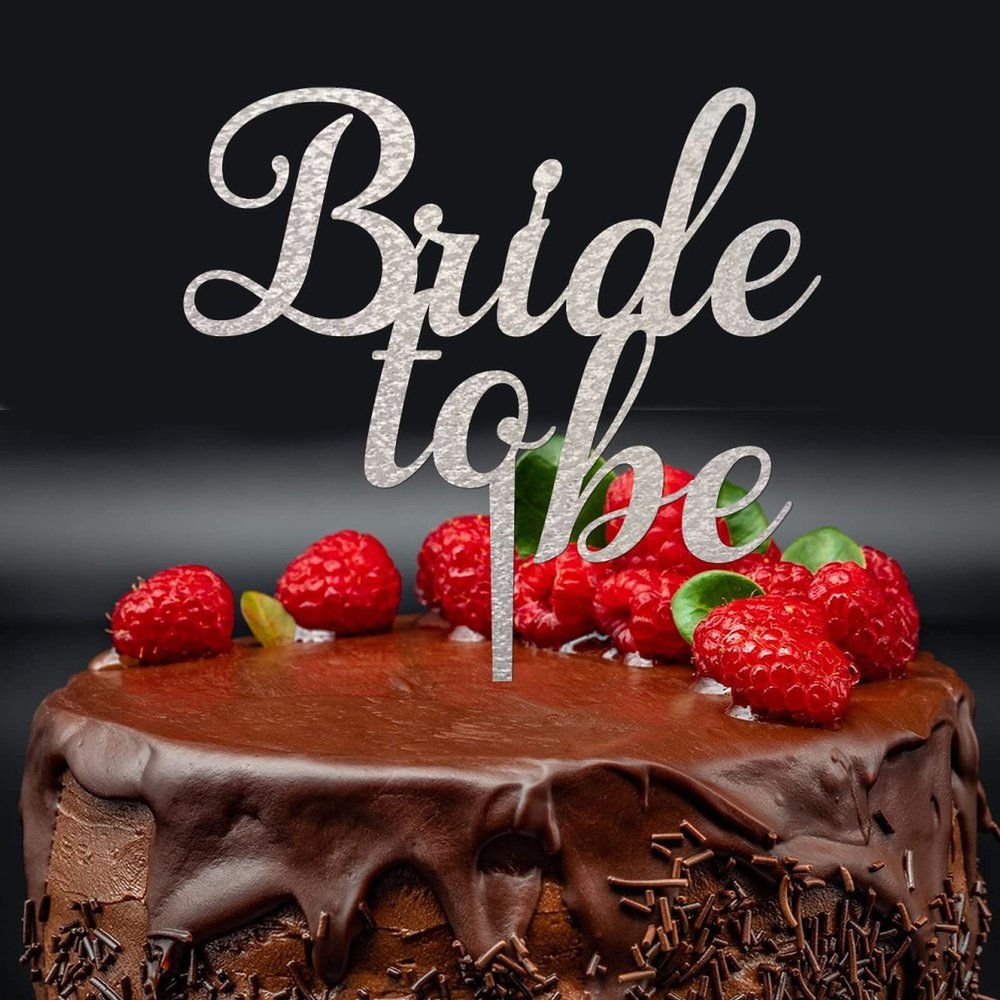 Silver Glitter Wedding Cake Topper, Bride-to-Be, Personalized Mr. & Mrs. Decor