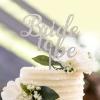 Silver Glitter Wedding Cake Topper, Bride-to-Be, Personalized Mr. & Mrs. Decor view 3