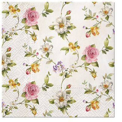 Floral Paper Napkins, 20 Count, 3-Ply, 33 x 33 cm, Pastel Colors