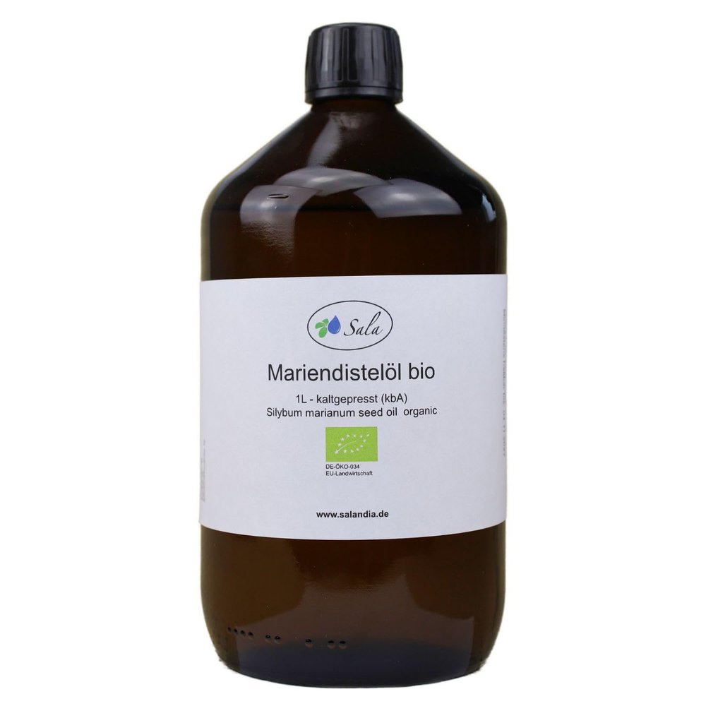 Sala Organic Cold-Pressed Milk Thistle Oil, 1 L, 1,000 ml Glass Bottle