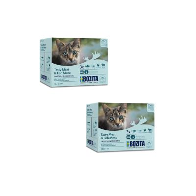 Bozita Multibox Tasty Meat & Fish | 2-Pack | 2 x 12 x 85 g | Complete Grain-Free Wet Food for Cats