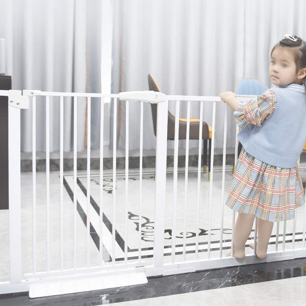 GHCXY White Metal Indoor Safety Gate, Extra-Wide Child and Pet Gate for Dogs, Cats, Babies, Doors, Stairs and Hallways