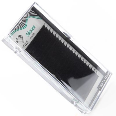 LOVELY Silicone Individual Eyelash Extensions, Black | C, D, L, M Curl | 16 Rows, L Curl, 0.10 mm, 6 mm
