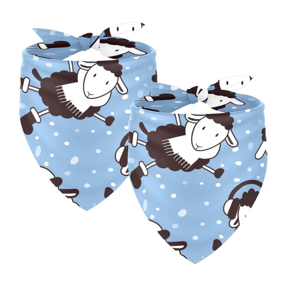 Pet Triangle Bandanas for Large Dogs, Christmas Sheep Design, Breathable, 2-Pack