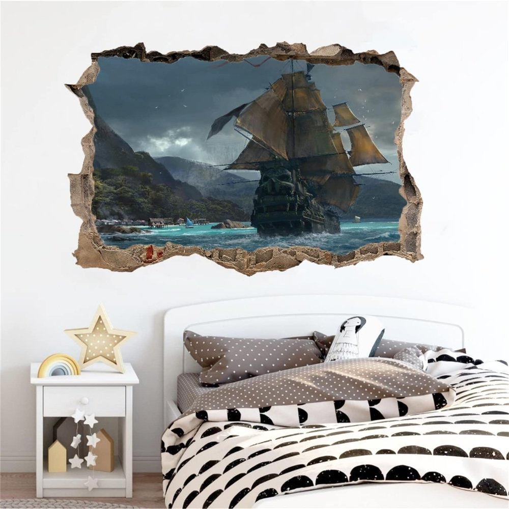 Sailboat 3D Wall Decal with Breakthrough Effect, 75 x 50 cm