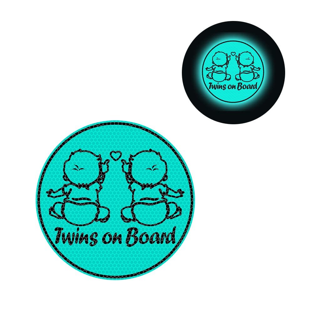 Nouiroy Twins on Board Car Stickers, 2-Pack, Highly Reflective Baby on Board Decals, 18.4 cm