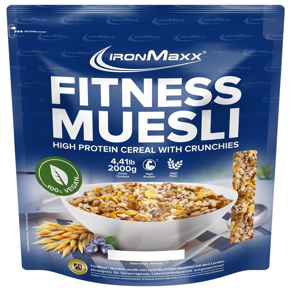 IronMaxx Fitness Muesli – Chocolate, 2 kg Bag | Vegan High-Protein Muesli with Crunchies