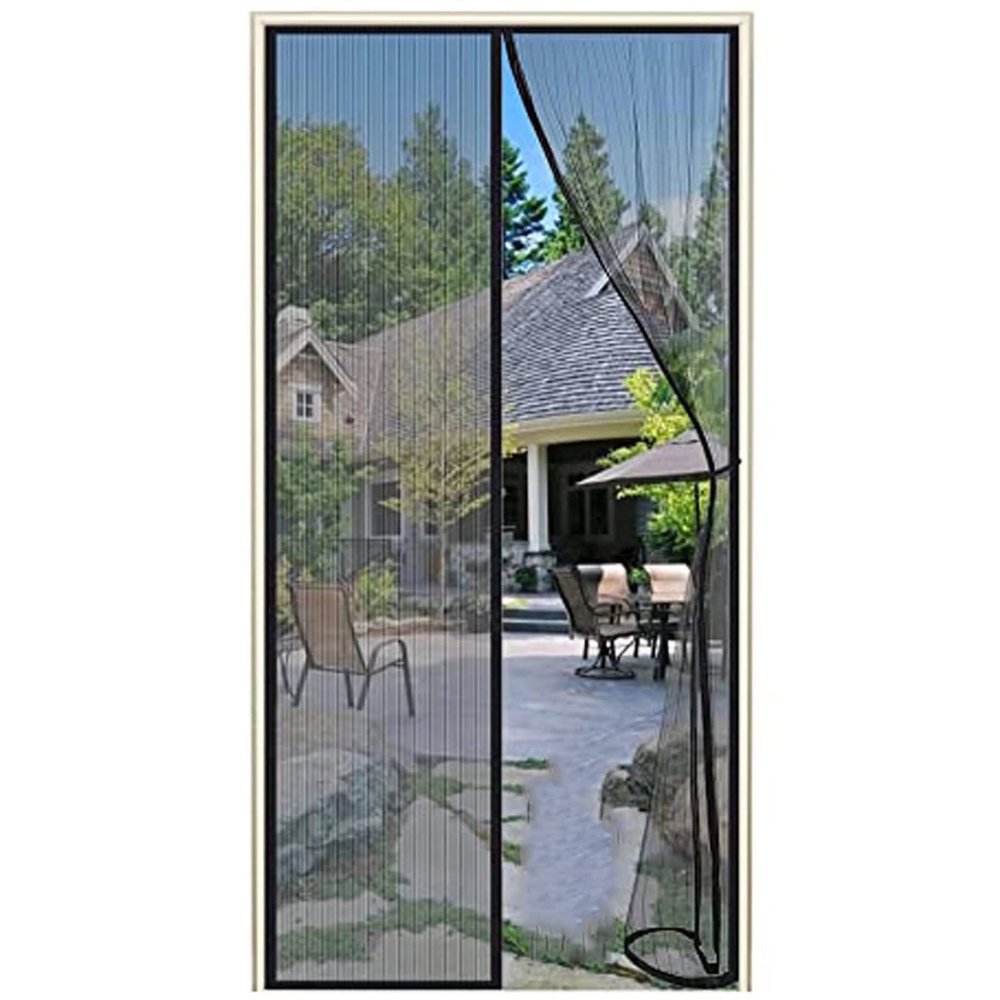 Self-Closing Magnetic Screen Door, Foldable, 140 x 245 cm, Black