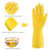Rubber Cleaning Gloves, 4 Pairs for Kitchen, Dishwashing and Household Cleaning, Reusable (Large, Yellow + Blue) view 2