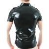 MCWJ Latex Shirt with Buttons, Front Pockets and Turn-Down Collar, Black, Men's XS view 2