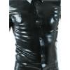 MCWJ Latex Shirt with Buttons, Front Pockets and Turn-Down Collar, Black, Men's XS view 3