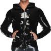 MCWJ Latex Jacket with Pocket, Zippers, Hood and Front Belt, Plum, Men's XXL view 2