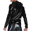 MCWJ Latex Jacket with Pocket, Zippers, Hood and Front Belt, Plum, Men's XXL view 3