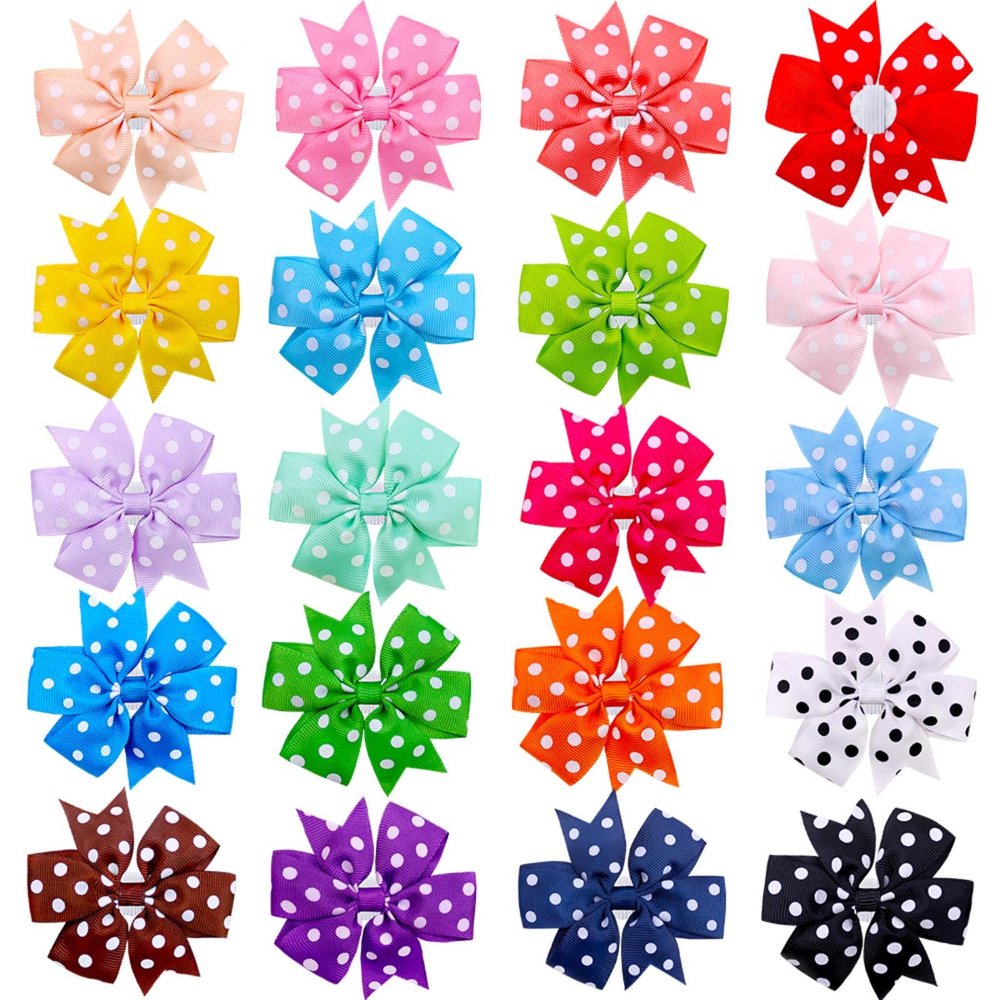 YUANstore 50/100-Pack Polka Dot Dog Collars with Removable Bow Ties