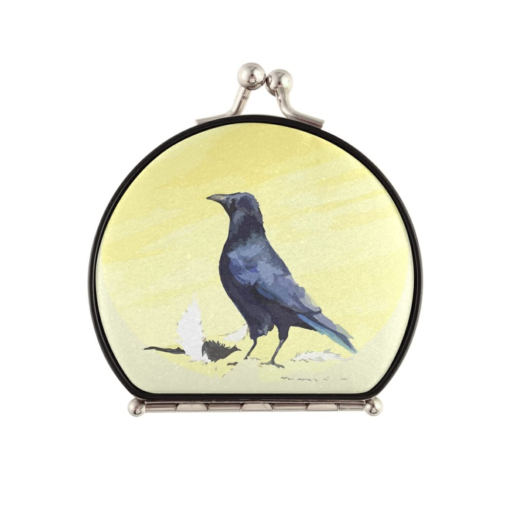 Vnurnrn Yellow Dark Sunbird Makeup Compact Mirror for Handbags, Folding Portable Pocket Mirror for Travel