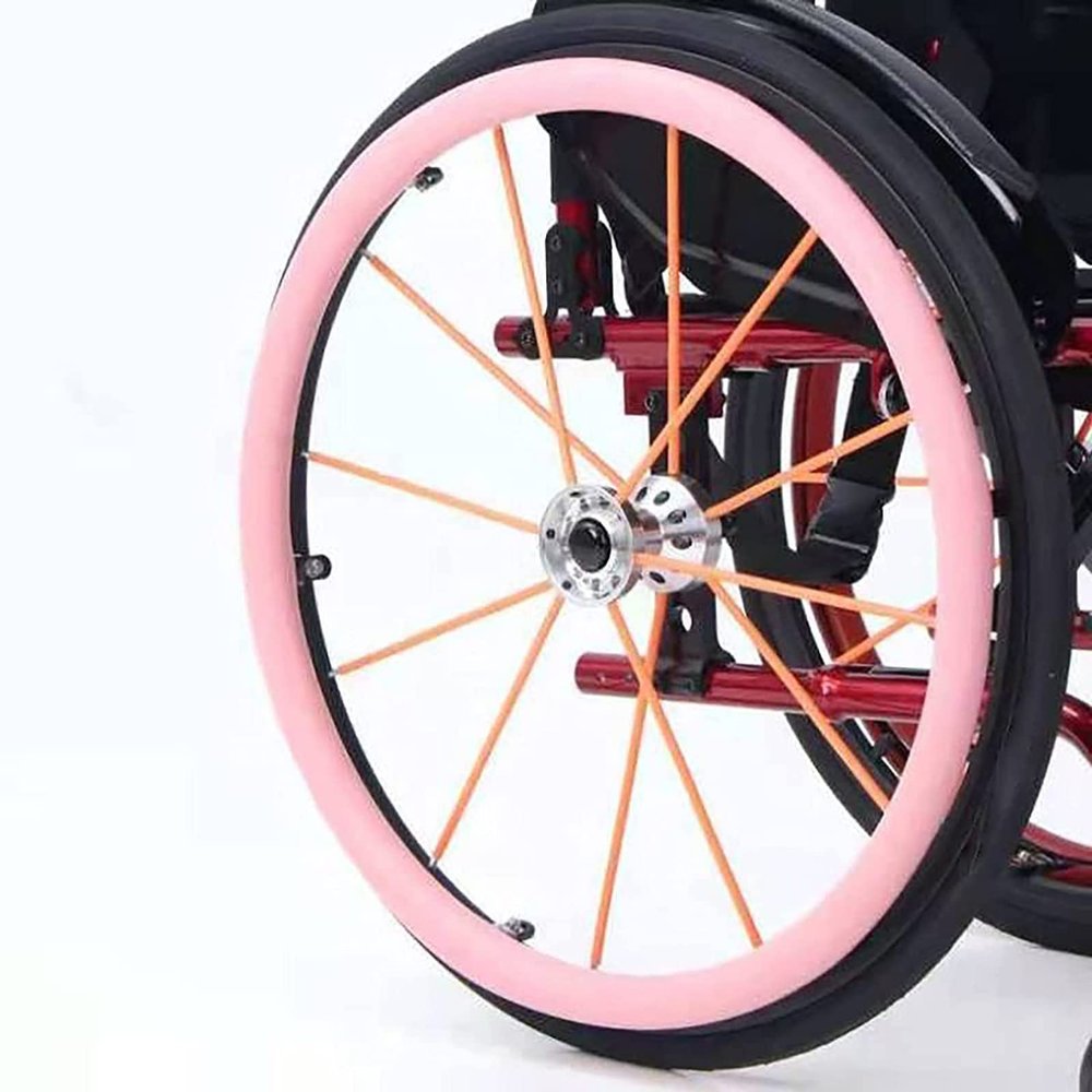 JSSSLC Wheelchair Push-Rim Covers, Anti-Slip Silicone, 4.6 mm, Pink, 24 in
