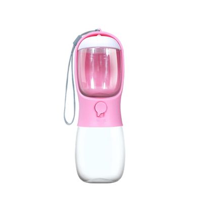 XKUN Portable Pet Water Bottle and Food Bowl, Lightweight Travel Dispenser, Pink, 550 mL