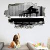 Piano Wall Decal 3D Breakthrough Music Wall Sticker, Self-Adhesive, Black and White, Removable Wall Decor view 2
