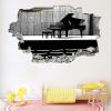 Piano Wall Decal 3D Breakthrough Music Wall Sticker, Self-Adhesive, Black and White, Removable Wall Decor view 4