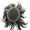 YANAHAIR Human Hair Toupee for Men, Wavy, Thin French Lace, Natural Hairline, Superfine Swiss Lace, Black and Gray, 8 x 10 Inches view 2